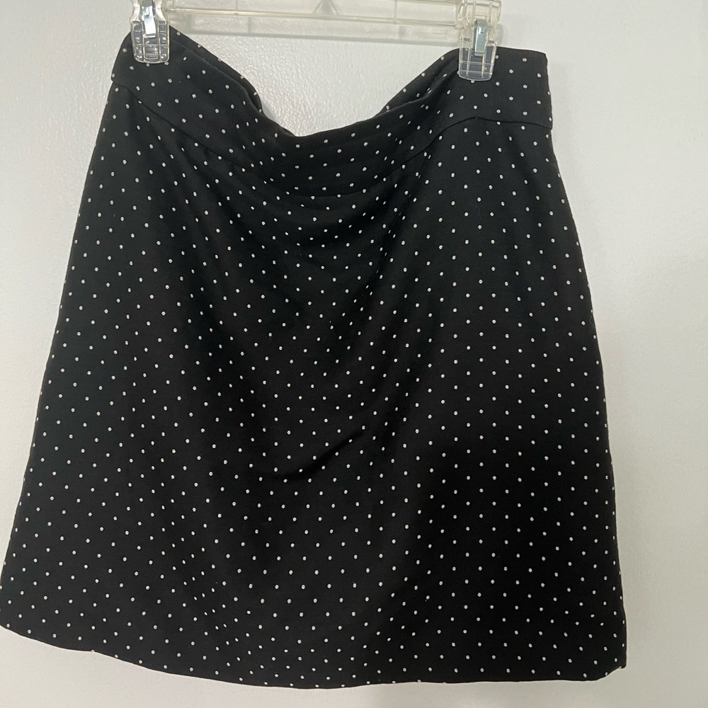 Kate Spade Sz 12 Black A Line Skirt with White Polka Dots